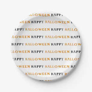 Gelukkig Halloween Oranje Zwarte Lettertype Feestb Papieren Bordje