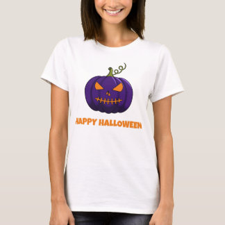Gelukkig Halloween Paarse Pompoen Dames T-shirt