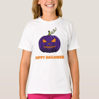 Gelukkig Halloween Paarse Pompoen Meisjes T-shirt
