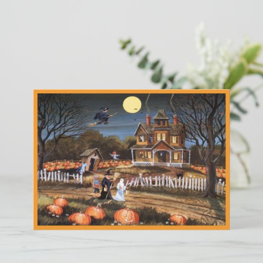 gelukkig Halloween platte feestkaart Feestdagenkaart (Staand voorkant)