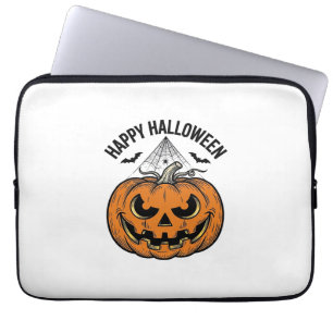 Gelukkig Halloween Pompoen Gezicht Vintage Vector Laptop Sleeve