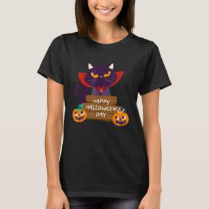 Gelukkig Halloween Pompoen Grappige Mop Cat T-shir T-shirt