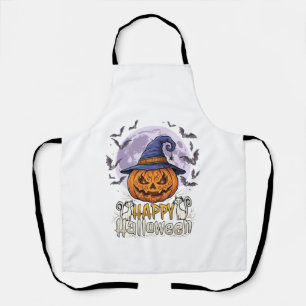 Gelukkig Halloween Pompoen Heksenhoed Vleermuizen Schort