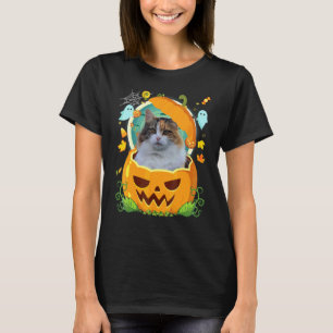 Gelukkig Halloween Pompoen Manx Kat Heks Muts Cute T-shirt