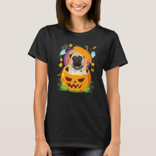 Gelukkig Halloween Pompoen Pugs Hond Heks Muts Cut T-shirt