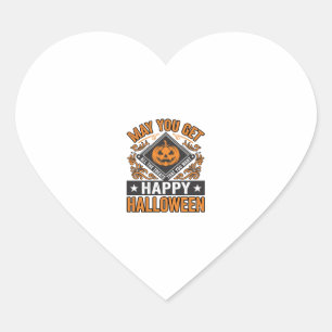 Gelukkig Halloween Pompoen Snoepjes Vintage Hart Sticker