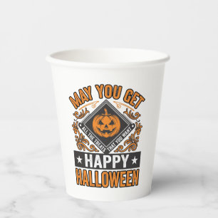 Gelukkig Halloween Pompoen Snoepjes Vintage Papieren Bekers