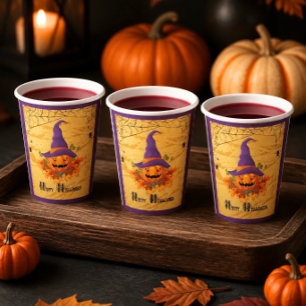 Gelukkig Halloween Pompoen & Spin Papieren Bek Bekers