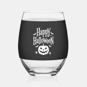 Gelukkig Halloween Pompoen Vleermuis Spin Ontwerp Wijnglas Zonder Voet