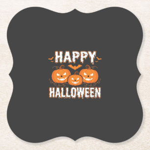 Gelukkig Halloween Pompoen Vleermuis Vector Kartonnen Onderzetters