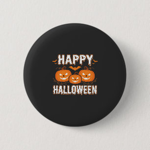 Gelukkig Halloween Pompoen Vleermuis Vector Ronde Button 5,7 Cm