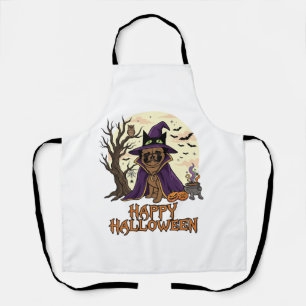 Gelukkig Halloween Pugs Heksenhoed Ketel Pompoenen Schort