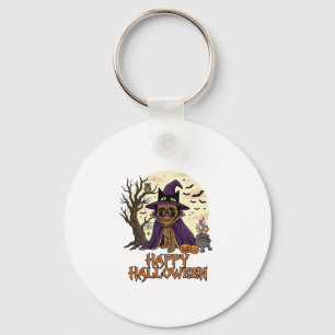 Gelukkig Halloween Pugs Heksenhoed Ketel Pompoenen Sleutelhanger