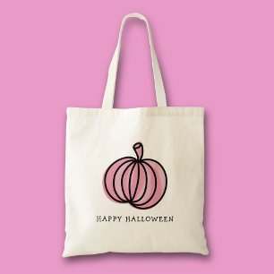 Gelukkig Halloween Roze Pompoen Tote Bag