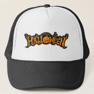 Gelukkig Halloween Ruby Eye Pumpkin Zilveren Frame Trucker Pet