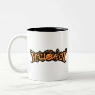 Gelukkig Halloween Ruby Eye Pumpkin Zilveren Frame Tweekleurige Koffiemok