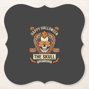 Gelukkig Halloween Schedel Mohawk Zonnebril Pompoe Kartonnen Onderzetters