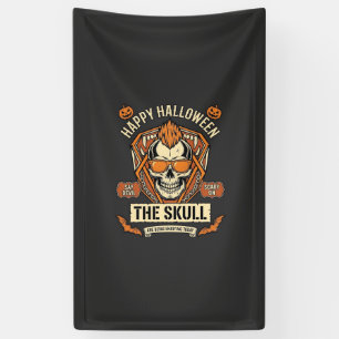 Gelukkig Halloween Schedel Mohawk Zonnebril Pompoe Spandoek