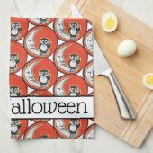 Gelukkig Halloween Sinaasappel Uil Moon grillig Theedoek (Quarter Fold)