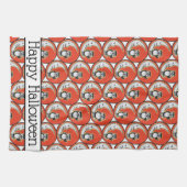 Gelukkig Halloween Sinaasappel Uil Moon grillig Theedoek (Horizontaal)