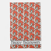 Gelukkig Halloween Sinaasappel Uil Moon grillig Theedoek (Verticaal)