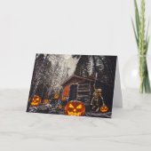 Gelukkig Halloween skelet en pompoenen Feestdagen Kaart (Voorkant)
