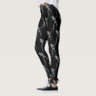 Gelukkig Halloween Skelet Piraat Dabbing Familie Leggings