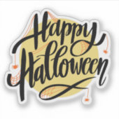 Gelukkig Halloween spinnenweb sticker  (Voorkant)