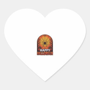 Gelukkig Halloween Spinnenweb Vintage Gravure Ontw Hart Sticker