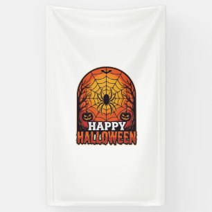 Gelukkig Halloween Spinnenweb Vintage Gravure Ontw Spandoek