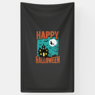 Gelukkig Halloween Spokenhuis Heks Ontwerp Spandoek