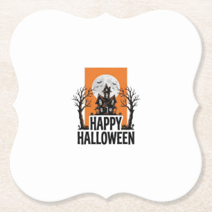 Gelukkig Halloween Spokenhuis Vintage Grafisch_1 Kartonnen Onderzetters