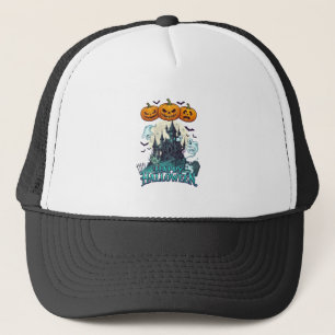 Gelukkig Halloween Spokenkasteel Pompoenen Geesten Trucker Pet
