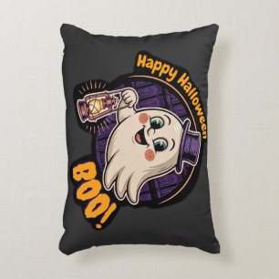 Gelukkig Halloween-spook – Schattige Boe-lantaarn- Accent Kussen