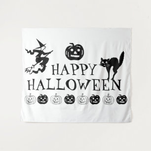 Gelukkig Halloween spooky zwart wit decor Wandkleed