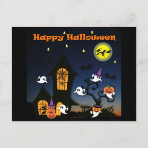 Gelukkig Halloween Spukhuis Briefkaart