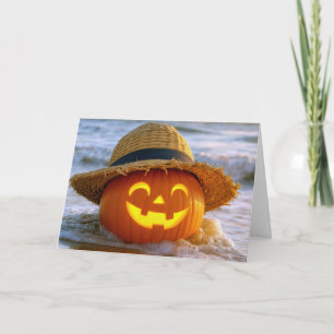 Gelukkig Halloween Strand Jack-o-lantern Kaart