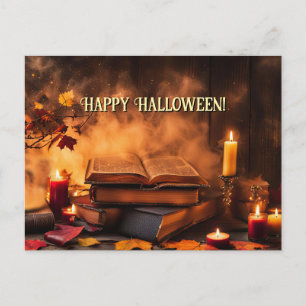 Gelukkig Halloween Toverboeken en Kaarsen Mystiek Feestdagenkaart