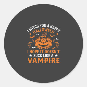 Gelukkig Halloween Vampier Pompoen Heksenhoed Vlee Ronde Sticker