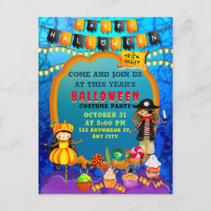 Gelukkig Halloween Verkleedfeestje Kinderfeest Vie Briefkaart