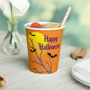 Gelukkig Halloween Vleermuizen En De Maan Papieren Bekers