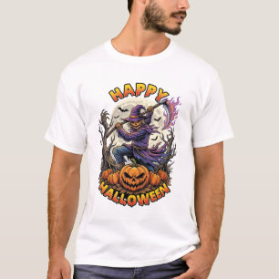 Gelukkig Halloween Vogelverschrikker Reaper Vlamme T-shirt