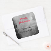 Gelukkig Halloween Vollemaan en Raaf Custom Sticke Vierkante Sticker (Envelop)