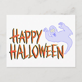 Gelukkig Halloween Vriendelijke Glimlachende Geest Briefkaart
