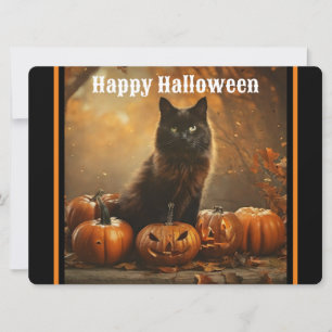 Gelukkig Halloween Zwarte Kat Collectie Feestdagenkaart