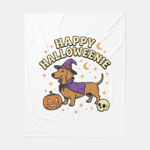 Gelukkig Halloweenie Dachshund Heks Hond T-Shirt_1 Fleece Deken