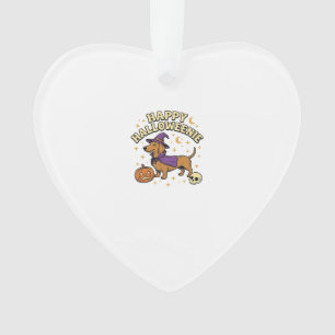 Gelukkig Halloweenie Dachshund Heks Hond T-Shirt_1 Ornament