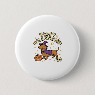 Gelukkig Halloweenie Dachshund Heks Hond T-Shirt_1 Ronde Button 5,7 Cm