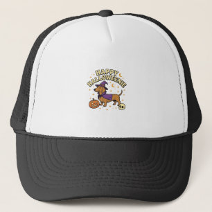 Gelukkig Halloweenie Dachshund Heks Hond T-Shirt_1 Trucker Pet