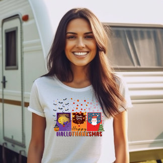 Gelukkig Hallowthanksmas Wenskaart Thema Vakantie T-shirt